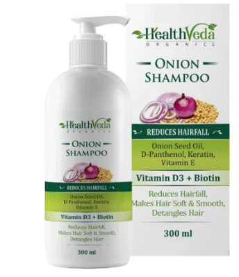 HealthVeda Organics Onion Shampoo enriched with Onion seed oil has potent antibacterial properties which fight scalp infections. Let your love for shiny & long hair grows as you let it in. Nourish your scalp & hair with the natural goodness of onions & control your hair fall problem. Experience the joy of shiny, long hair as you incorporate this powerful shampoo into your regimen. Let your love for luscious locks grow with each wash, as HealthVeda Organics Onion Shampoo nourishes your scalp and hair with the natural goodness of onions.